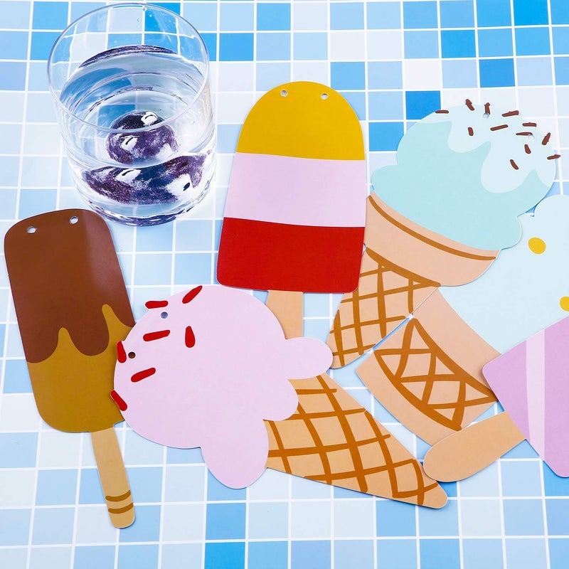 Leinuosen 2 Pack Ice Cream Bar Banner Garland Birthday Party Decorations for Ice Cream Theme Party Baby Shower Wedding Photo Prop Decorations - Image 3
